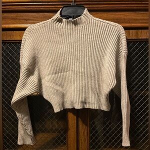 KLD Elegant Ribbed Turtleneck Sweater cropped top